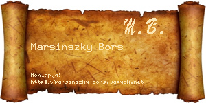 Marsinszky Bors névjegykártya